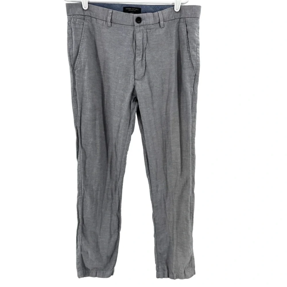 Banana Republic Kentfield Pant linen blend gray 34x32 men’s office casual